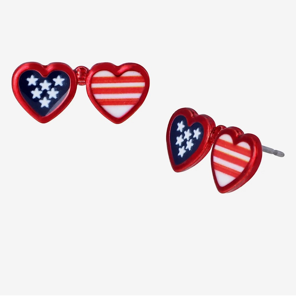 Betsy Johnson Fourth of July inspired heart sunglasses earrings 🇺🇸🕶️